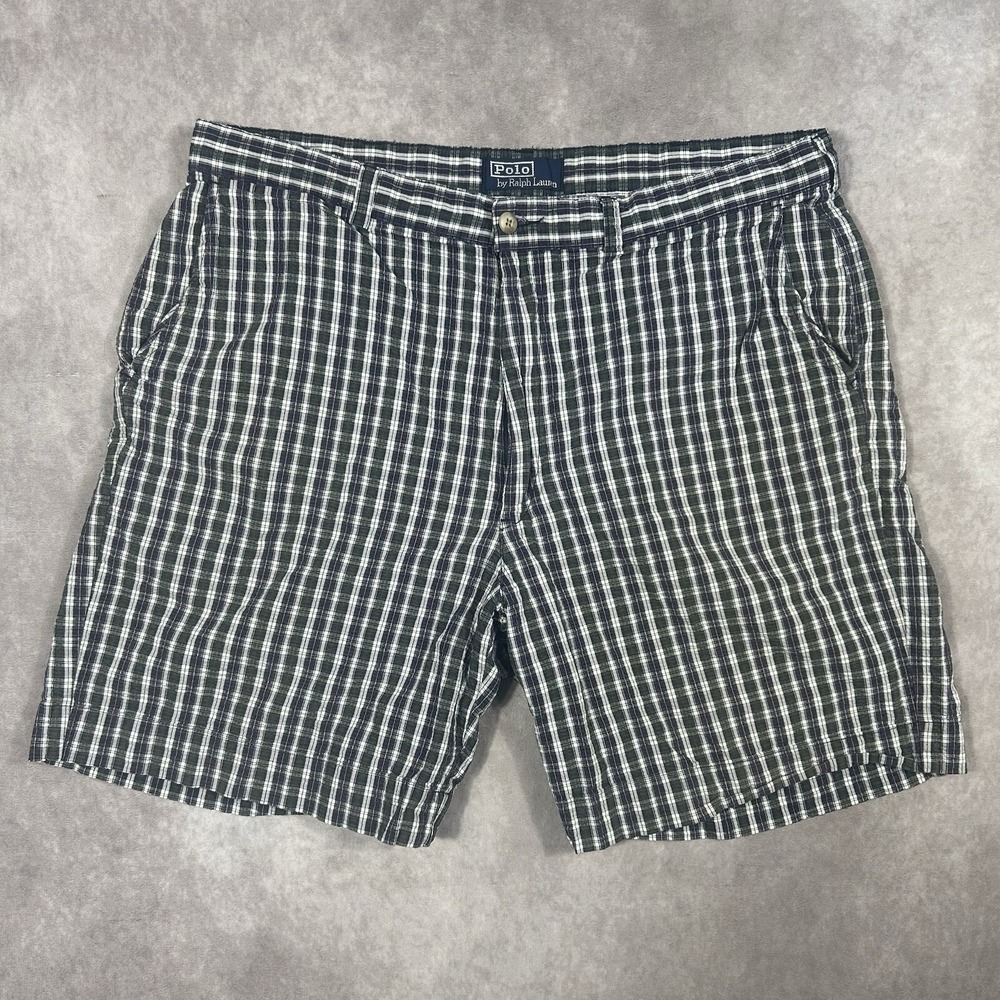 Vtg Polo Ralph Lauren Men's 36" Seersucker Shorts Plaid Multicolor Preppy Golf
